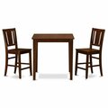 East West Furniture 3 Piece Counter Height Table-Pub Table and 2 Dinette Chairs VNBU3-MAH-W